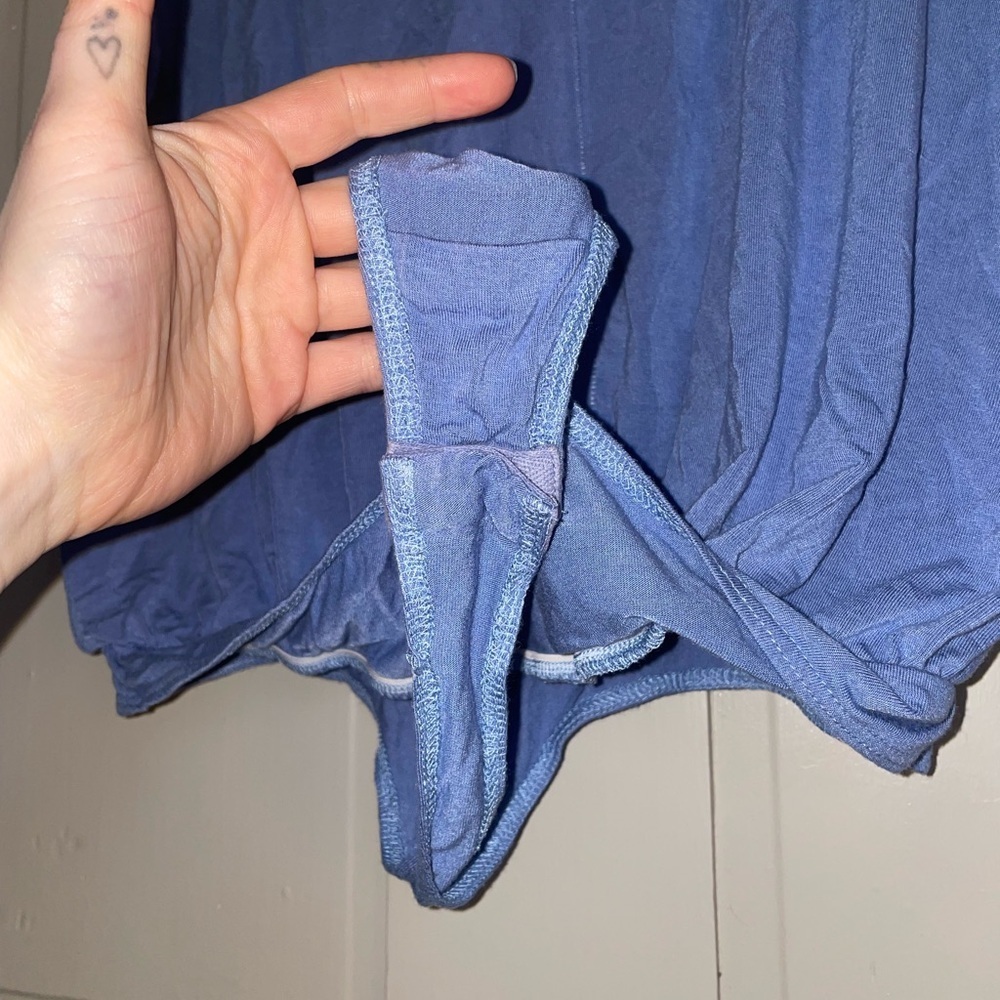 Free People Periwinkle Blue Purple Cap Sleeve Bodysuit Flowy Loose Stretch Comfy - Picture 11 of 14
